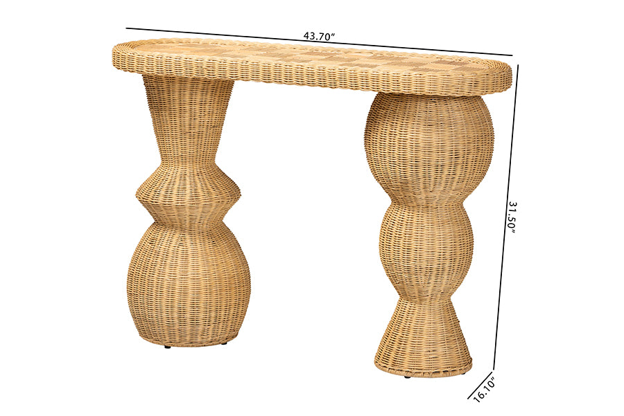 Bali & Pari Hisao Rattan Checkered Console Table