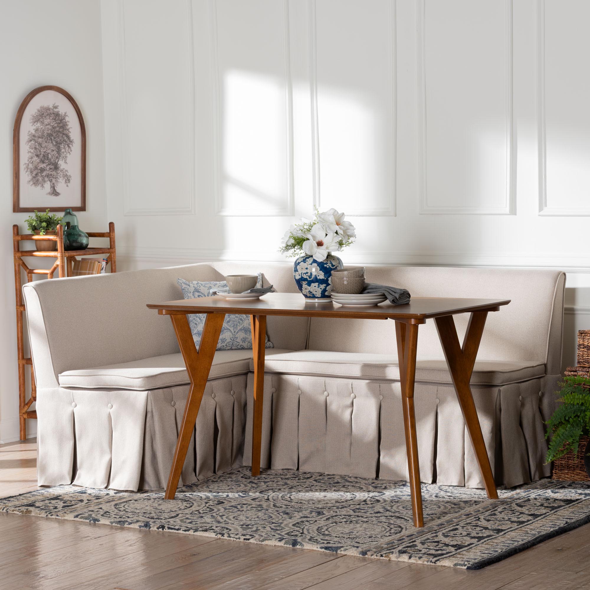 Reginald 3-Piece Fabric Upholstered Dining Nook Set