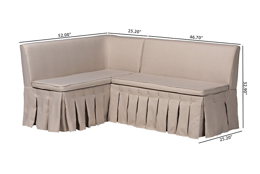 Meyer 2-Piece Fabric Upholstered Dining Nook Bench Set
