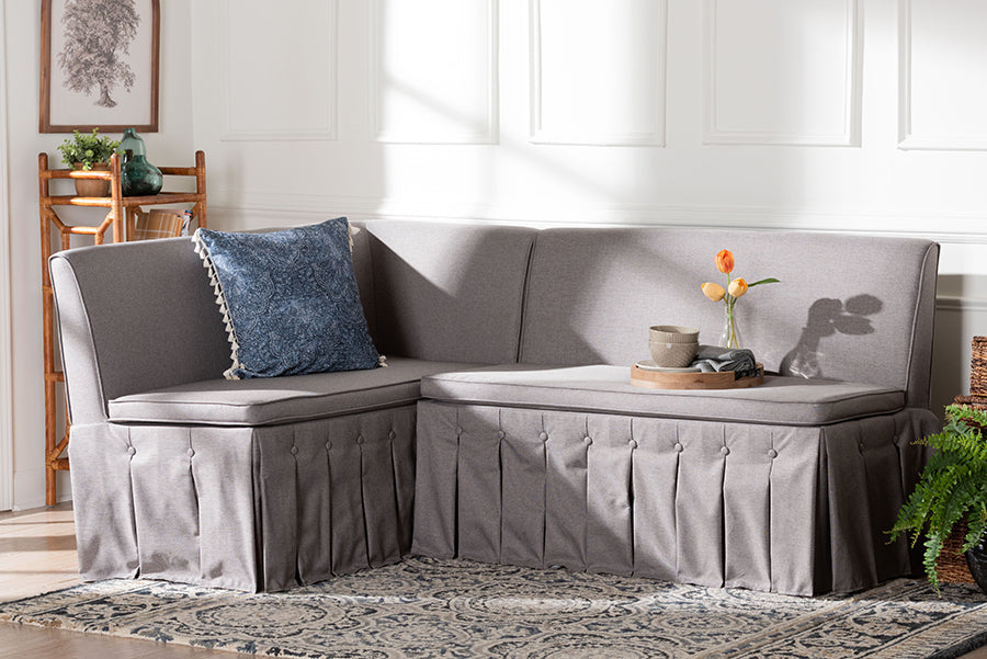 Meyer 2-Piece Fabric Upholstered Dining Nook Bench Set