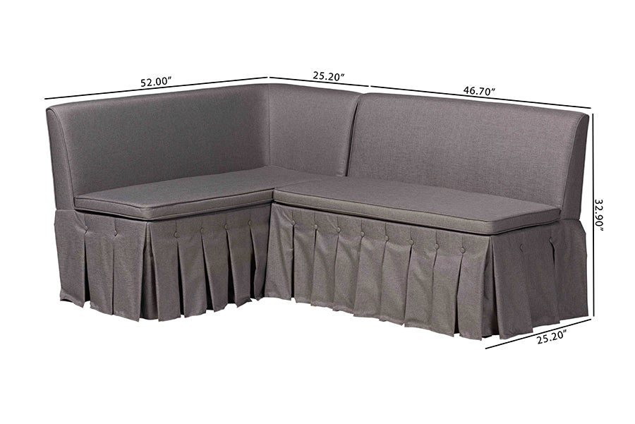 Meyer 2-Piece Fabric Upholstered Dining Nook Bench Set
