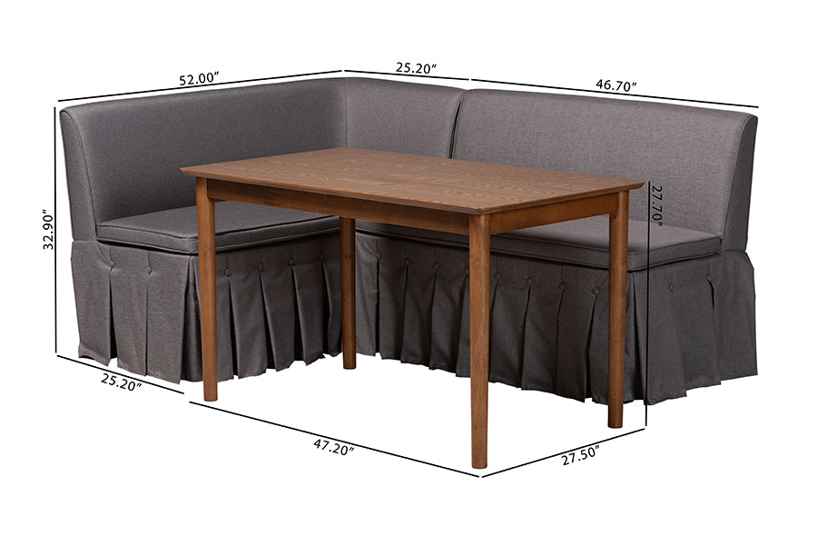 Reuben 3-Piece Fabric Upholstered Dining Nook Set