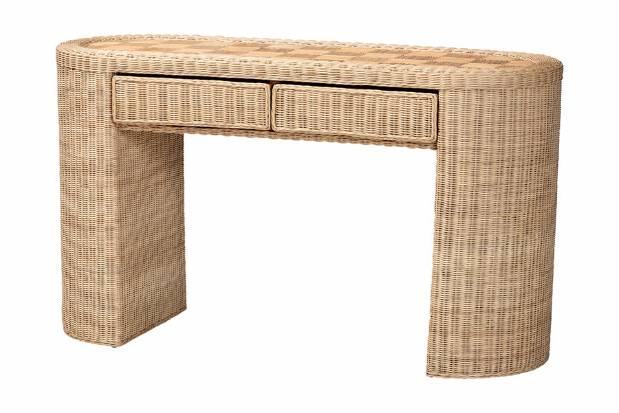 Bali & Pari Mimi Rattan Checkered Console Table