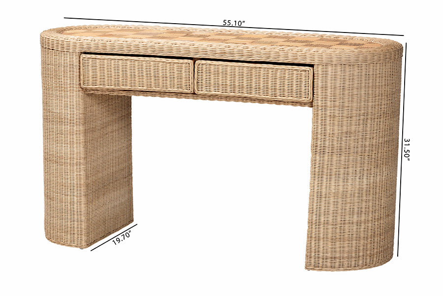 Bali & Pari Mimi Rattan Checkered Console Table