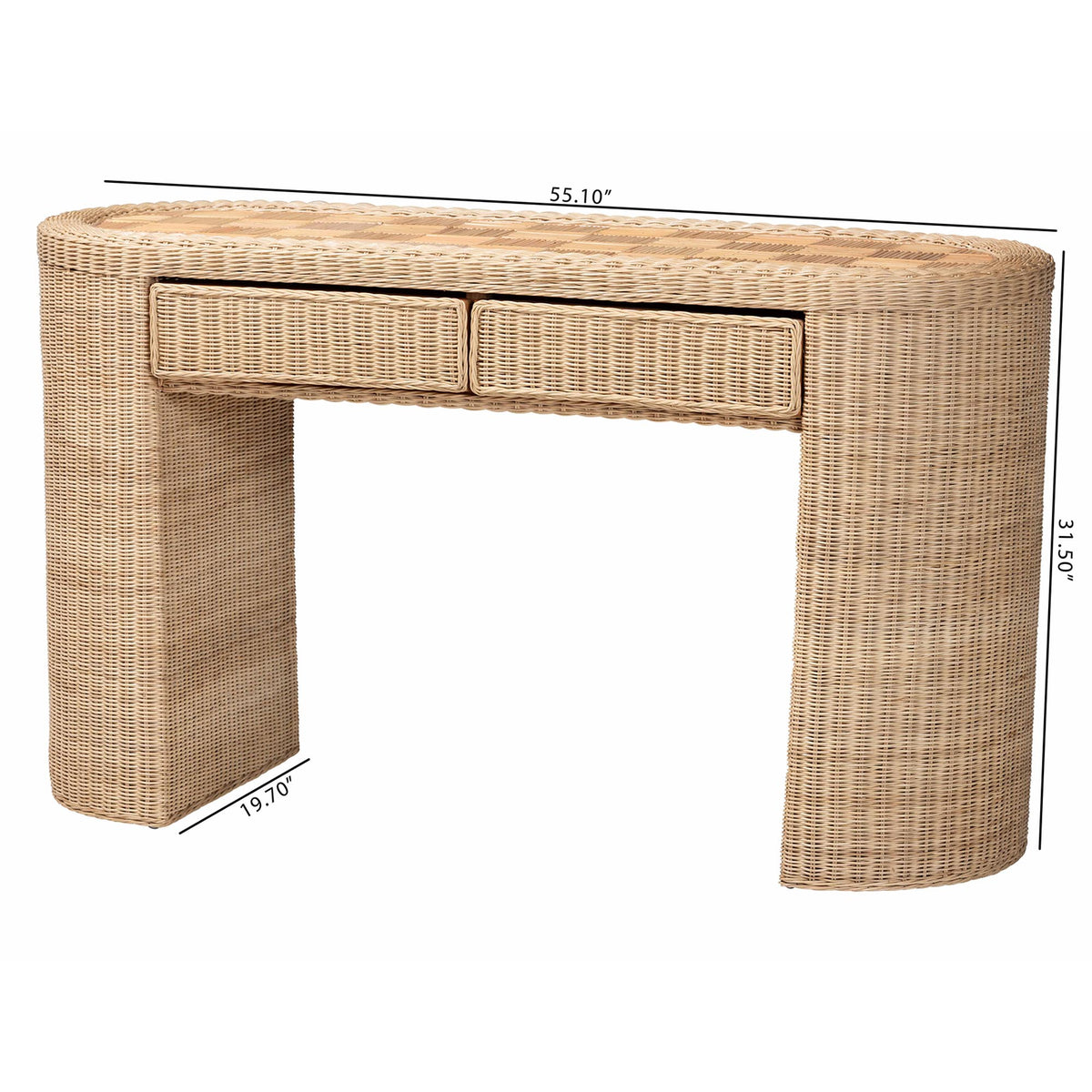 Bali & Pari Mimi Rattan Checkered Console Table