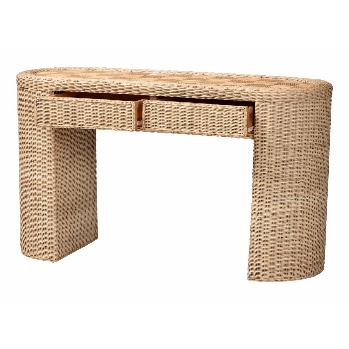 Bali & Pari Mimi Rattan Checkered Console Table