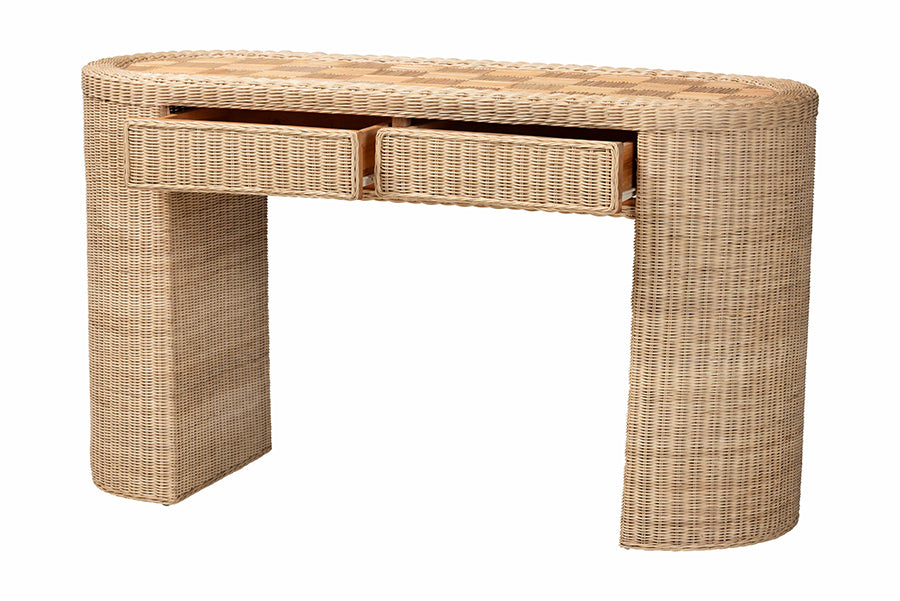 Bali & Pari Mimi Rattan Checkered Console Table