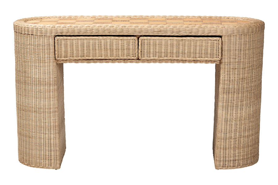Bali & Pari Mimi Rattan Checkered Console Table