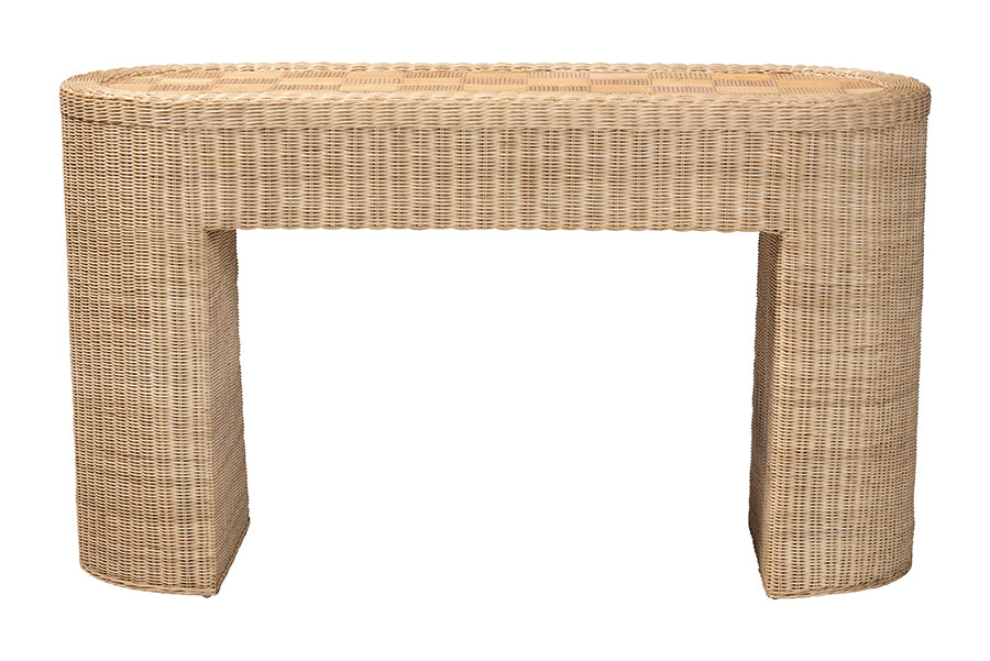 Bali & Pari Mimi Rattan Checkered Console Table