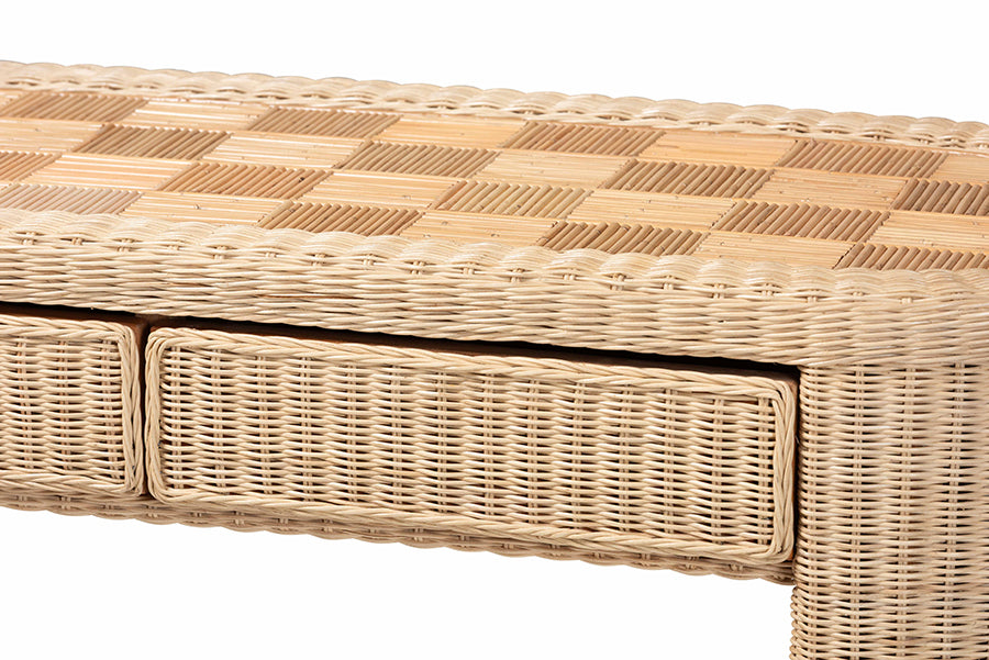 Bali & Pari Mimi Rattan Checkered Console Table