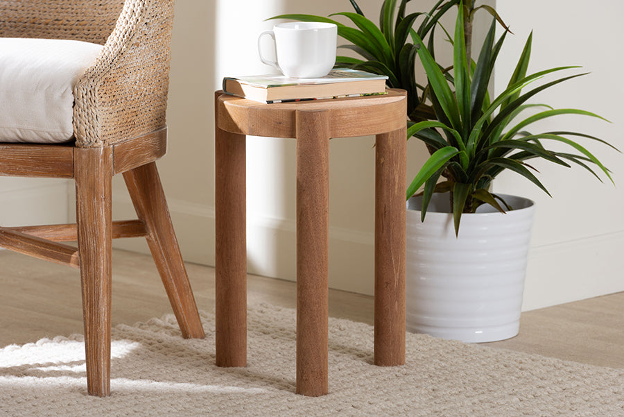 Bali & Pari Shadi Acacia Wood Multipurpose Accent Stool Sculptural End Table