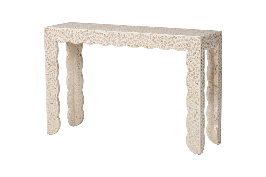 Bali & Pari Hedya Floral Capiz Shell Console Table