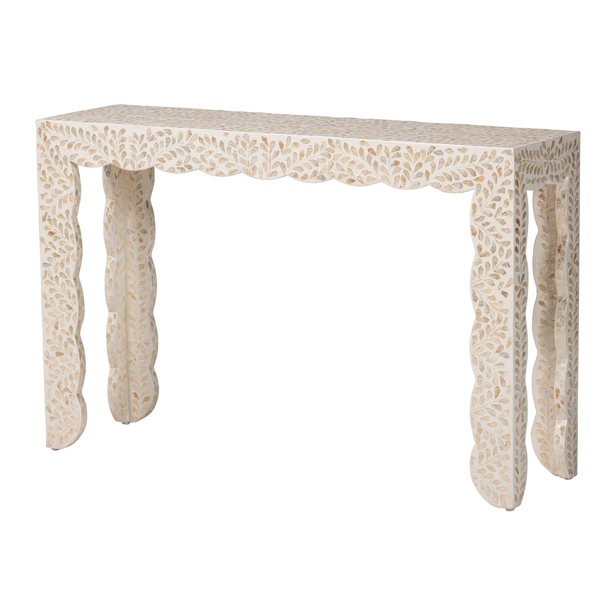 Bali & Pari Hedya Floral Capiz Shell Console Table