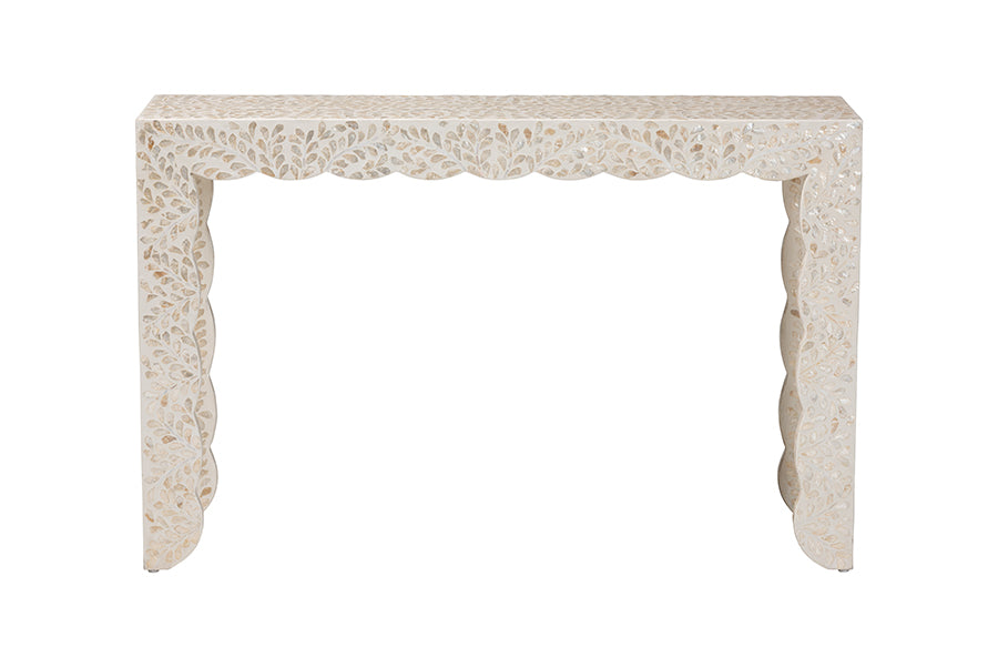 Bali & Pari Hedya Floral Capiz Shell Console Table