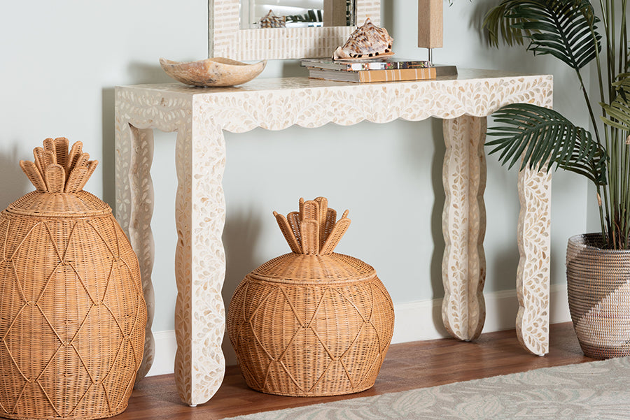 Bali & Pari Hedya Floral Capiz Shell Console Table