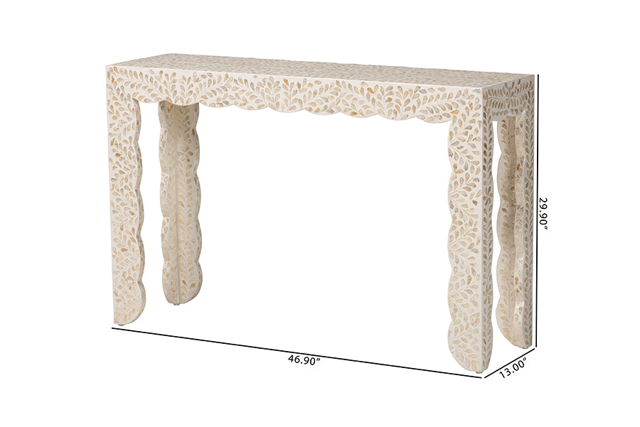 Bali & Pari Hedya Floral Capiz Shell Console Table
