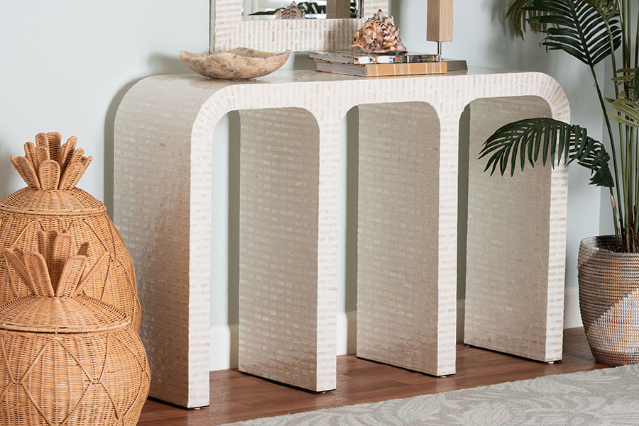 Bali & Pari Chalina Capiz Shell Console Table