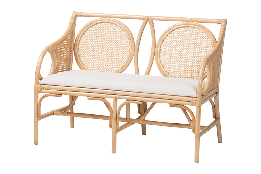 Bali & Pari Matt Rattan Loveseat with Cane Backrest