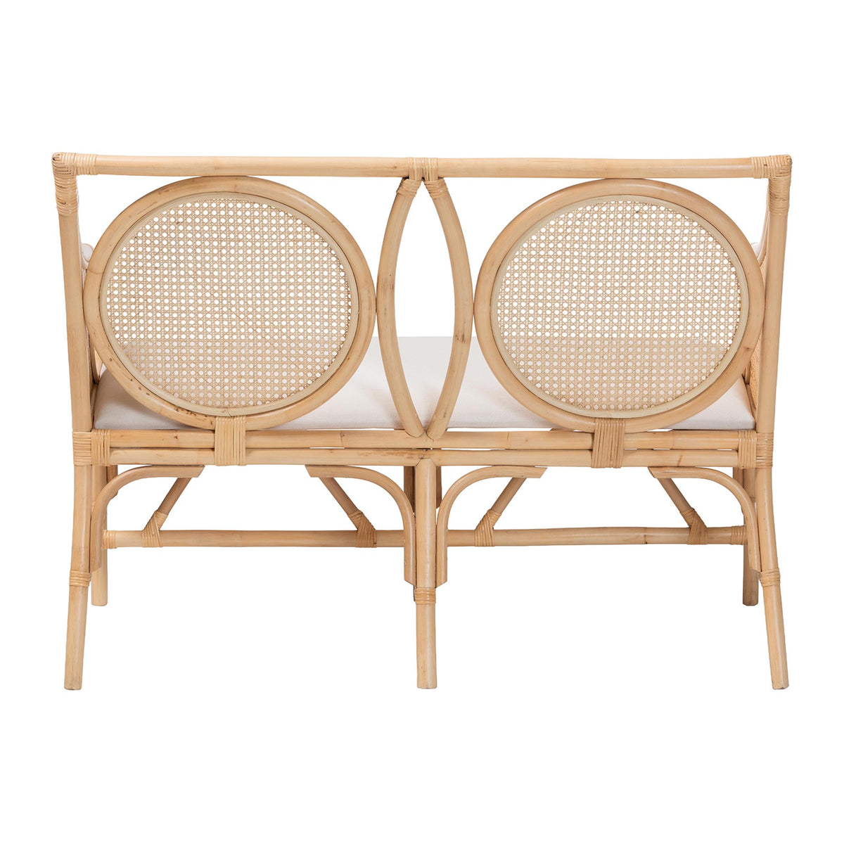 Bali & Pari Matt Rattan Loveseat with Cane Backrest