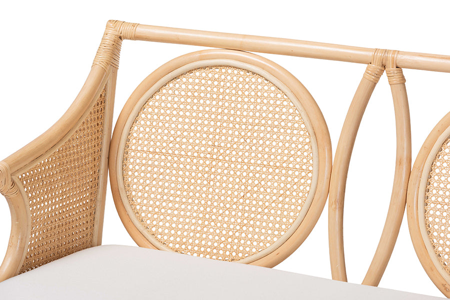 Bali & Pari Matt Rattan Loveseat with Cane Backrest
