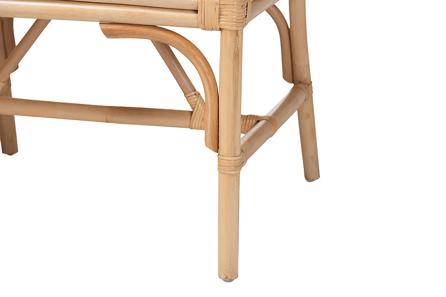 Bali & Pari Matt Rattan Loveseat with Cane Backrest