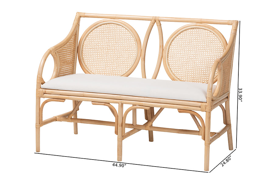 Bali & Pari Matt Rattan Loveseat with Cane Backrest