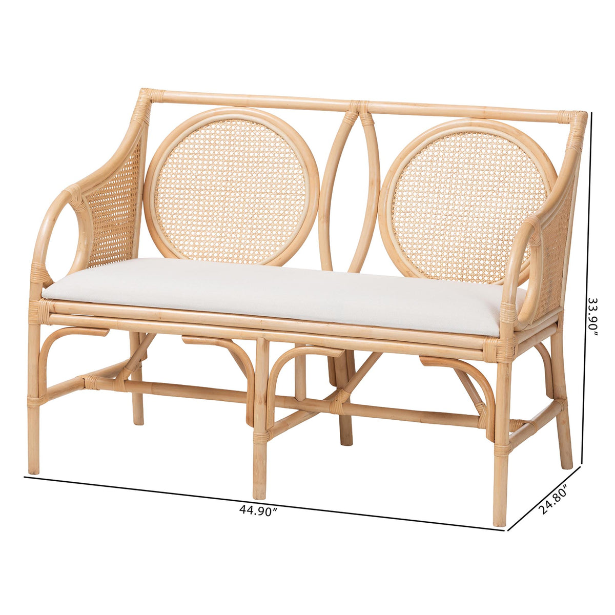 Bali & Pari Matt Rattan Loveseat with Cane Backrest
