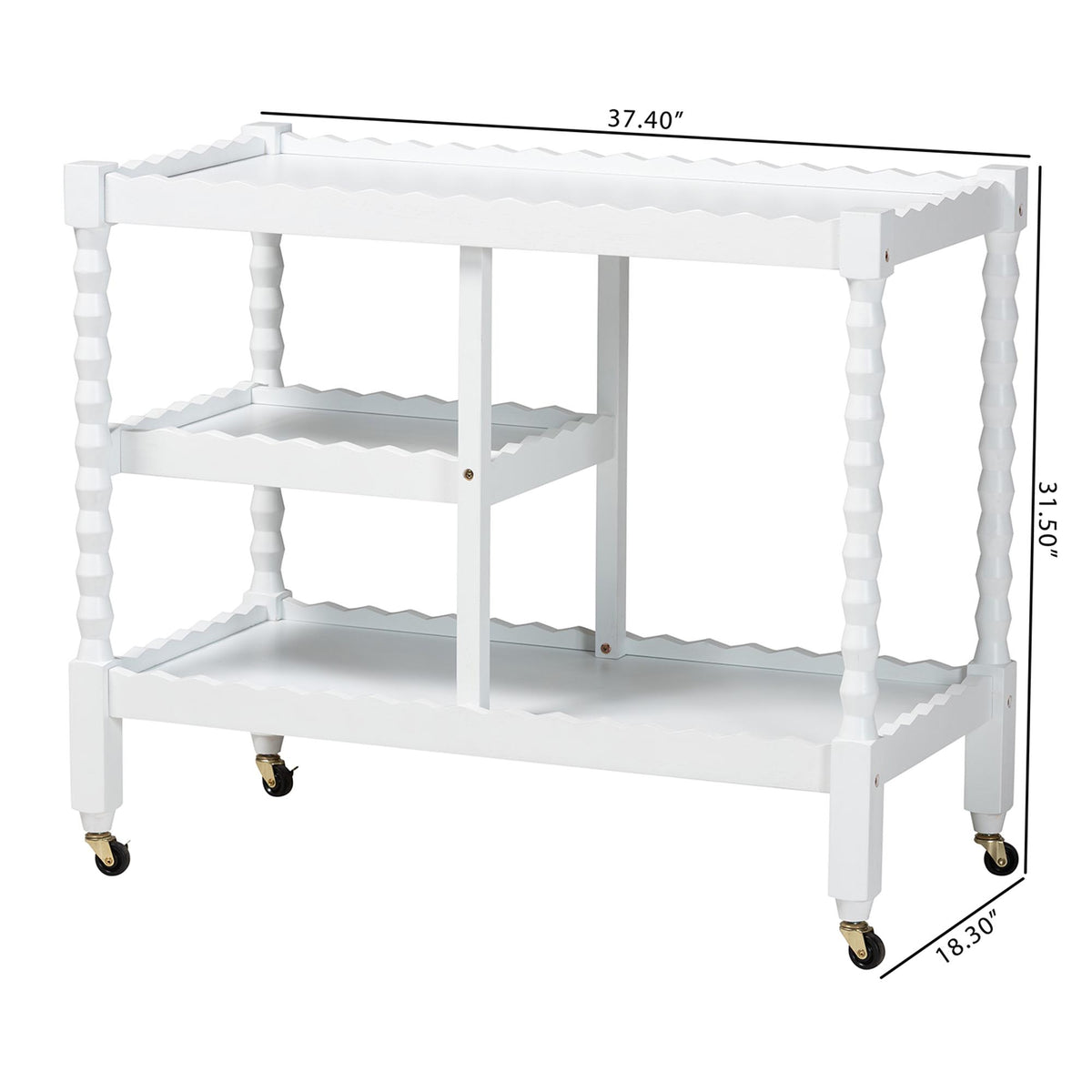 Seamus 3-Tier Book Cart with Bobbin Frame