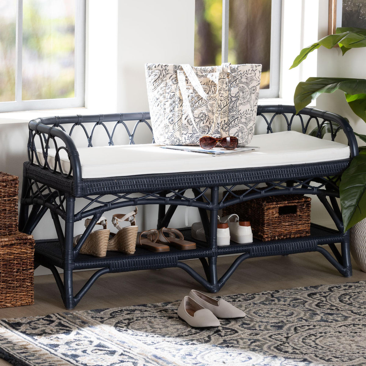 Bali & Pari Leryn Rattan Bench