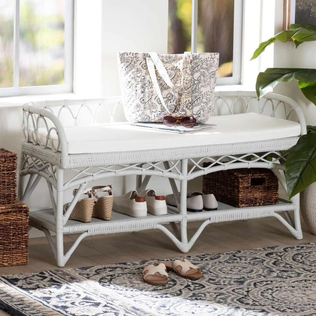 Bali & Pari Leryn Rattan Bench