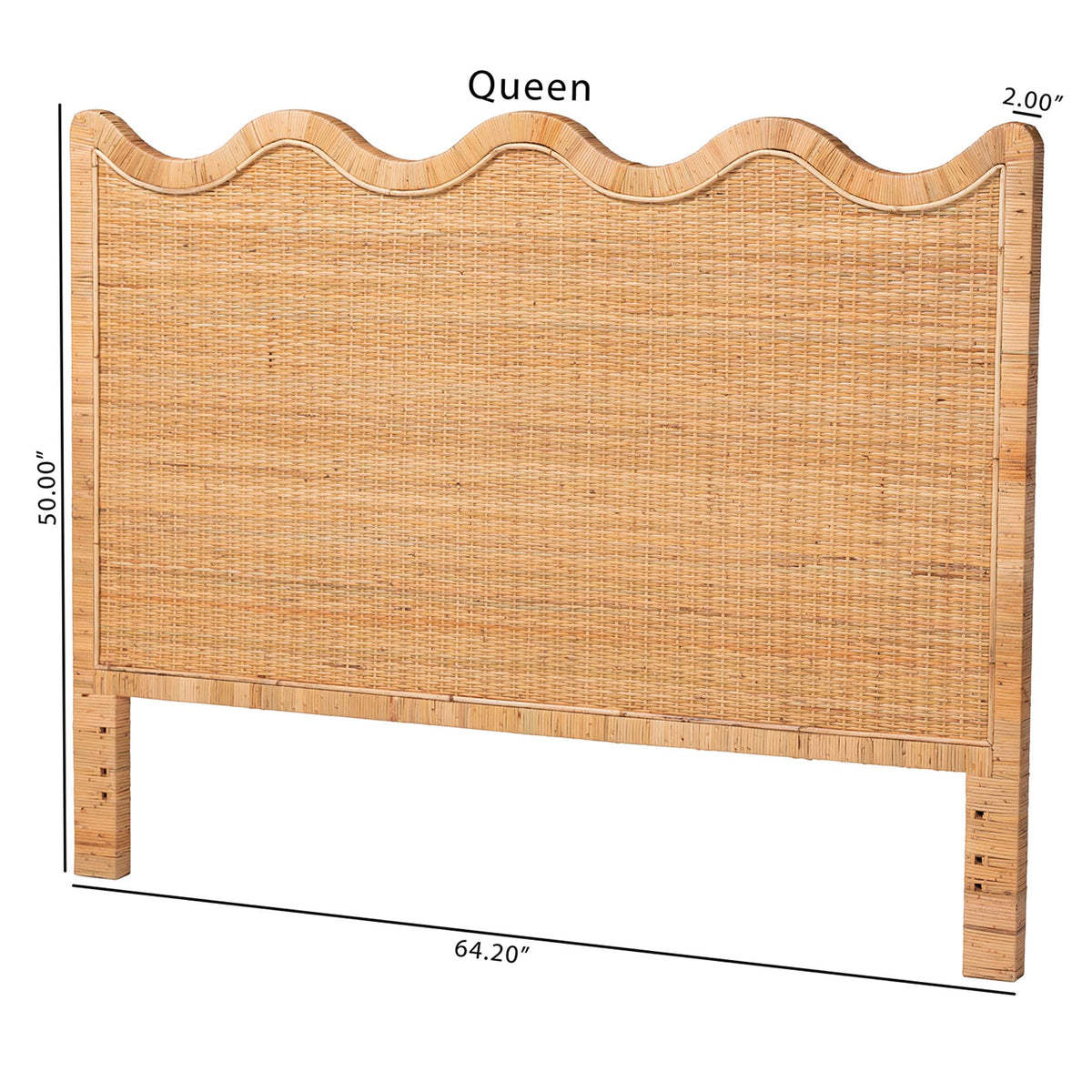 Bali & Pari Cassio Scalloped Rattan Headboard