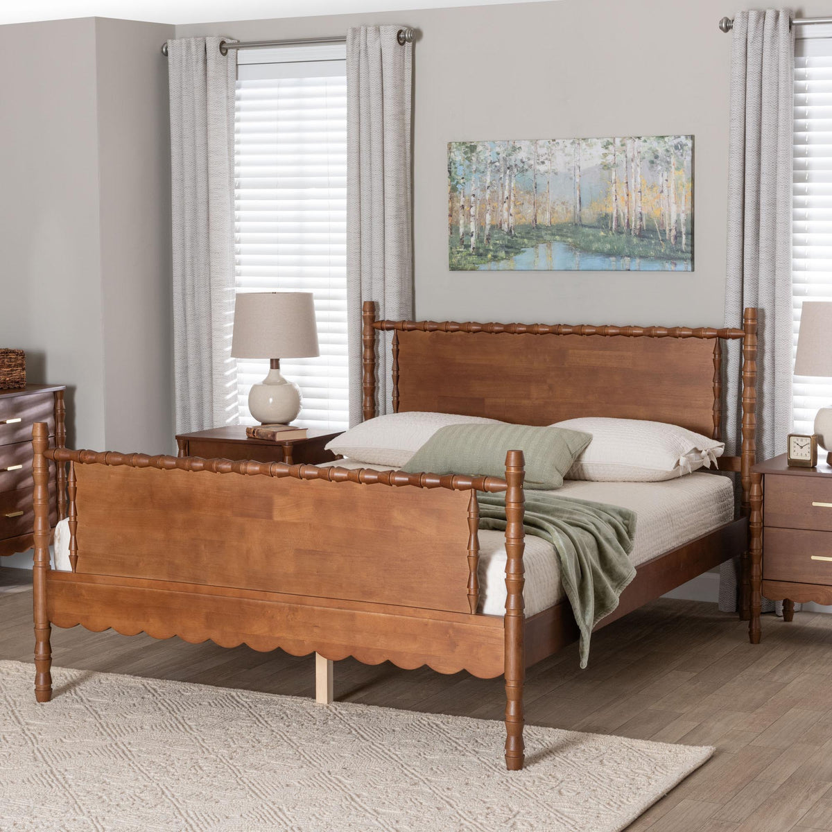 Danette Bobbin Wood Platform Bed