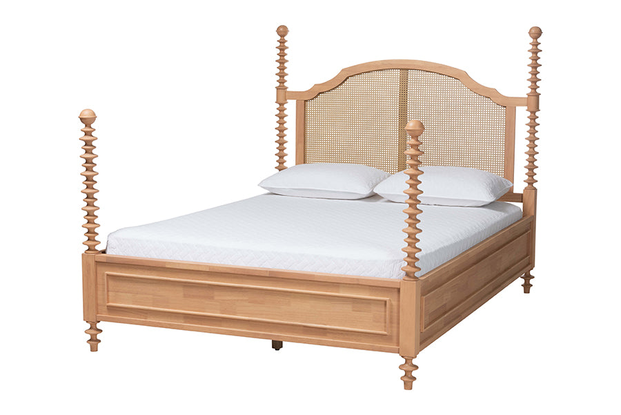 Neviah Four Poster Bed with Woven Rattan