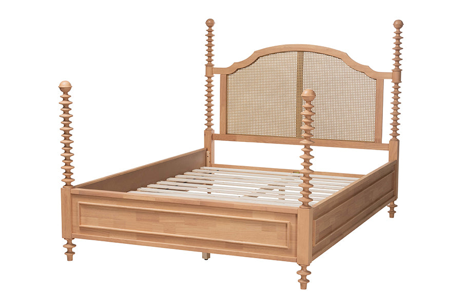 Neviah Four Poster Bed with Woven Rattan