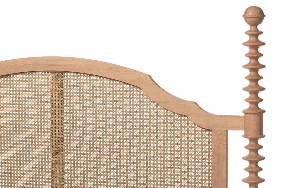 Neviah Four Poster Bed with Woven Rattan