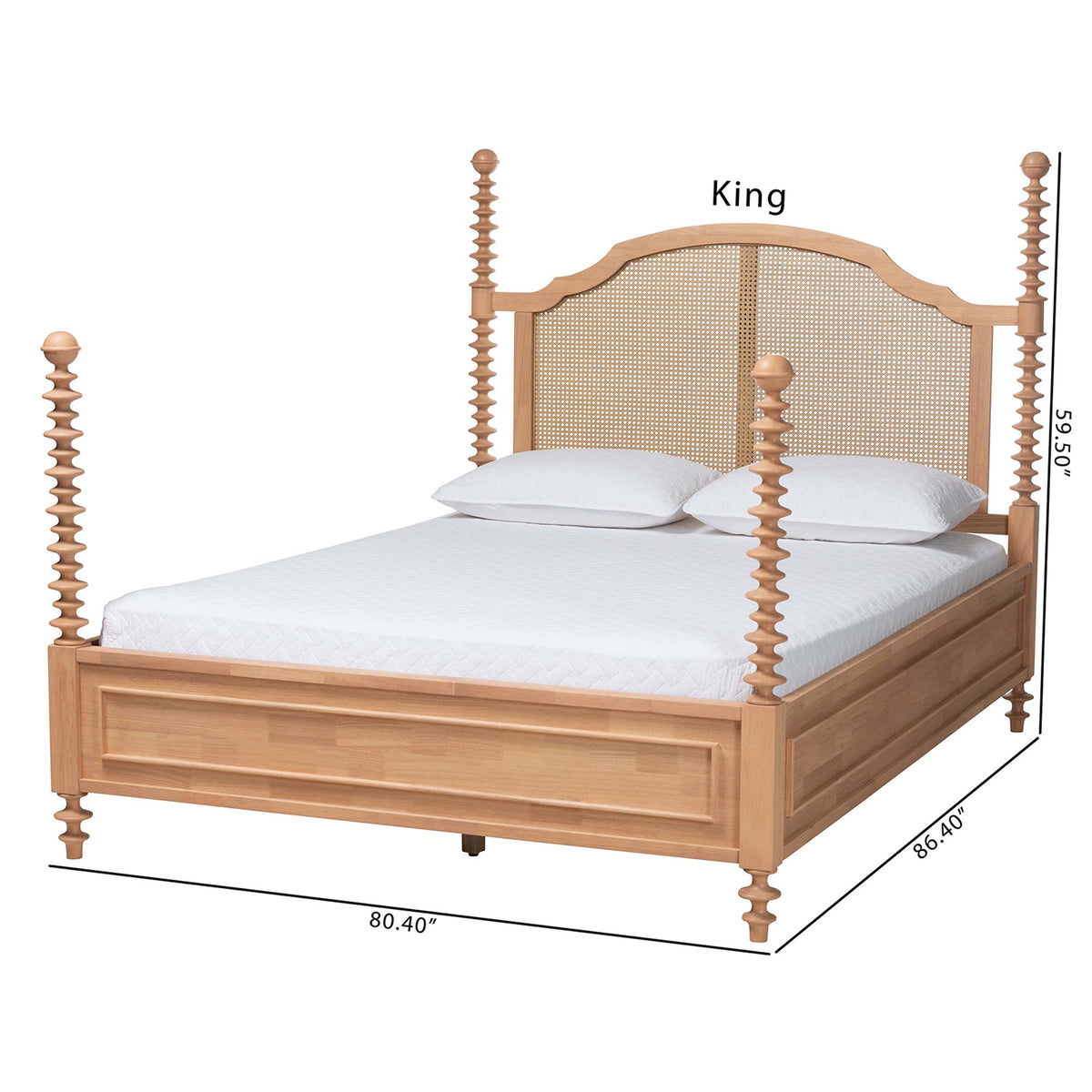 Neviah Four Poster Bed with Woven Rattan