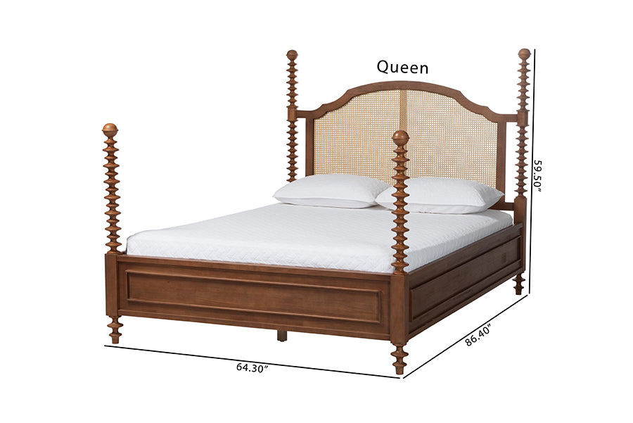 Neviah Four Poster Bed with Woven Rattan