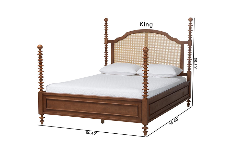 Neviah Four Poster Bed with Woven Rattan
