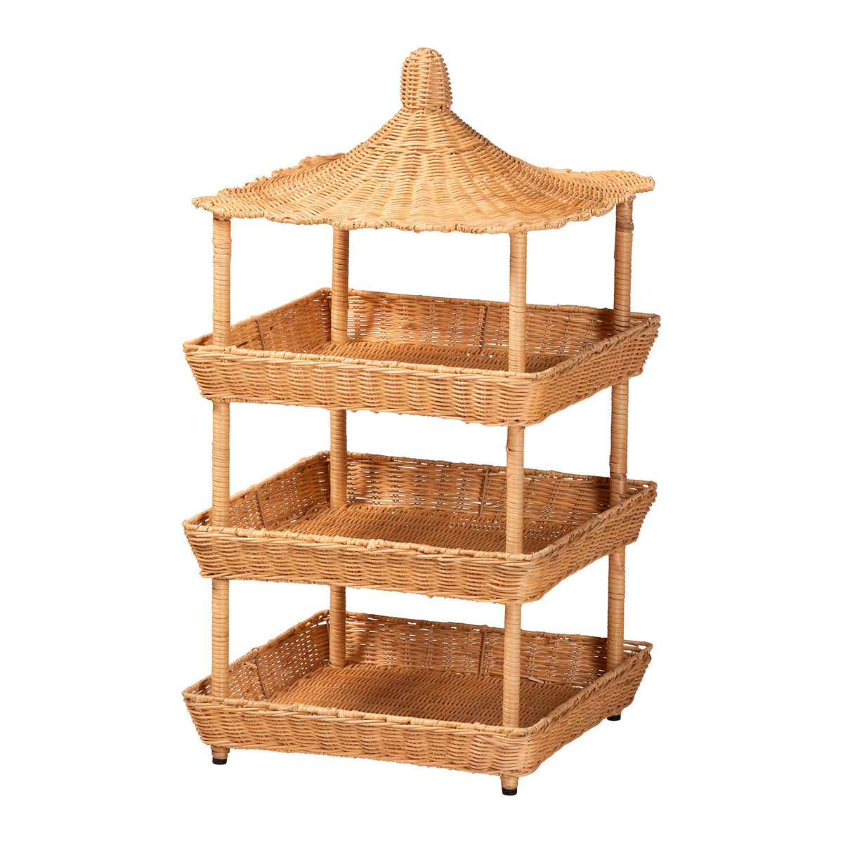 Bali & Pari Asante Rattan 3-Tier Display Shelf