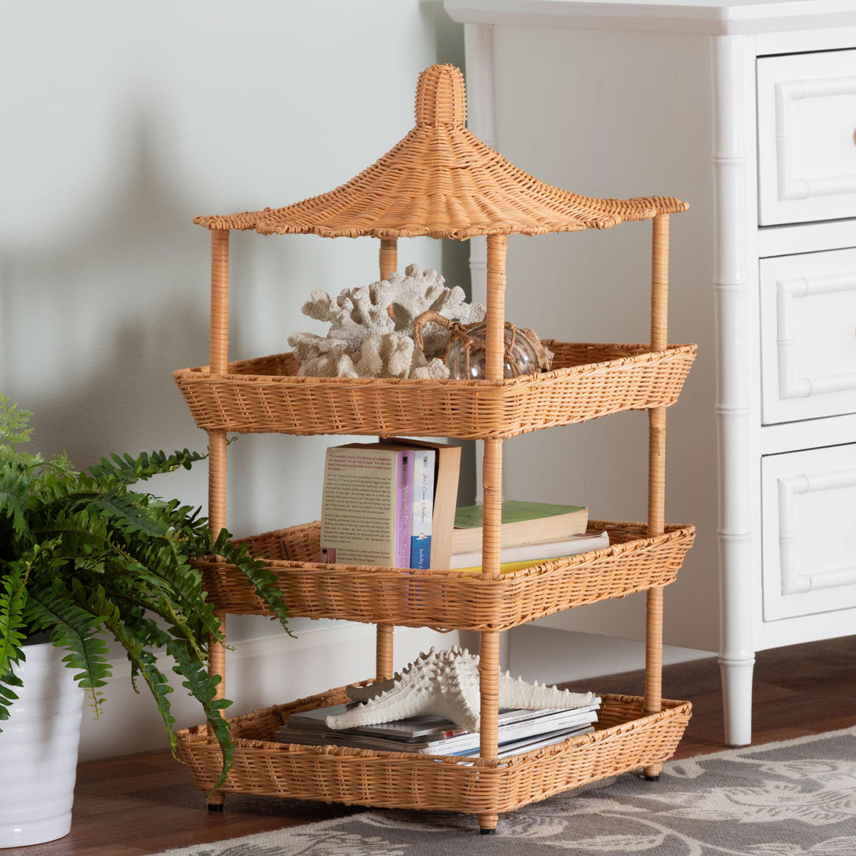 Bali & Pari Asante Rattan 3-Tier Display Shelf