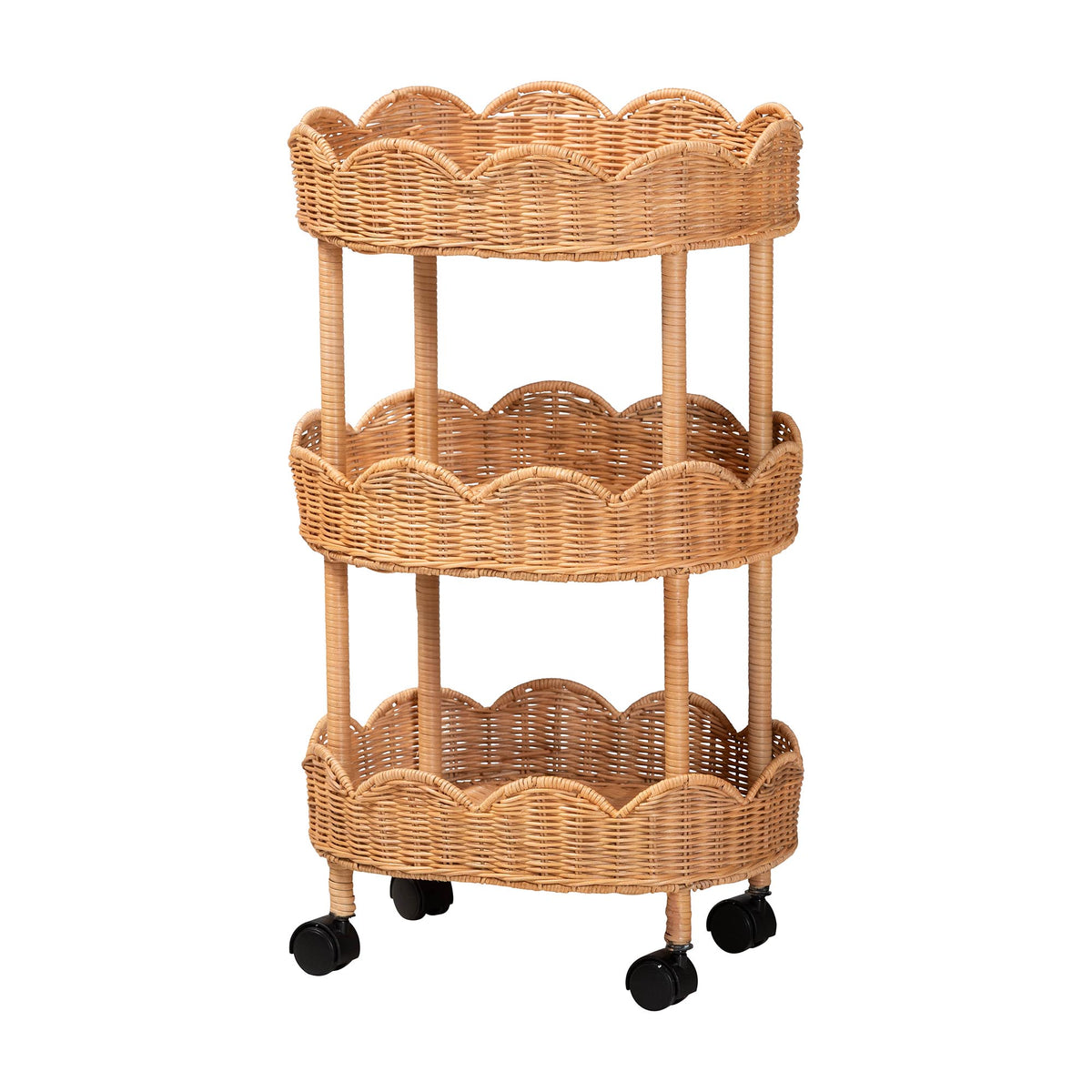 Bali & Pari Bulana Rattan 3-Tier Rolling Storage Cart