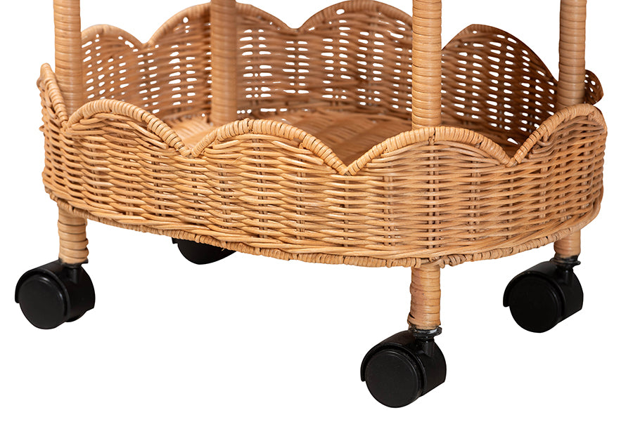 Bali & Pari Bulana Rattan 3-Tier Rolling Storage Cart