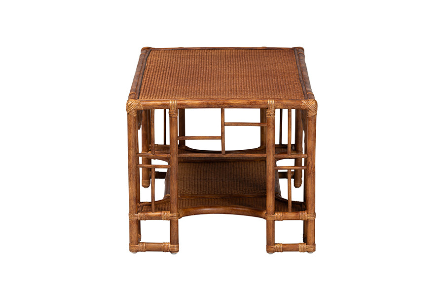 Bali & Pari Tahlia Marbled Tortoise Rattan Coffee Table