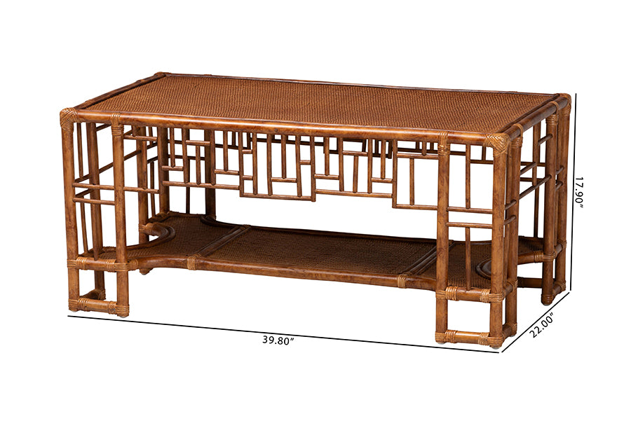 Bali & Pari Tahlia Marbled Tortoise Rattan Coffee Table