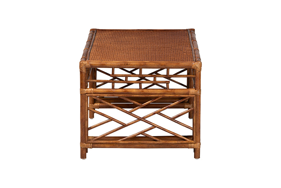 Bali & Pari Wahid Marbled Tortoise Rattan Coffee Table