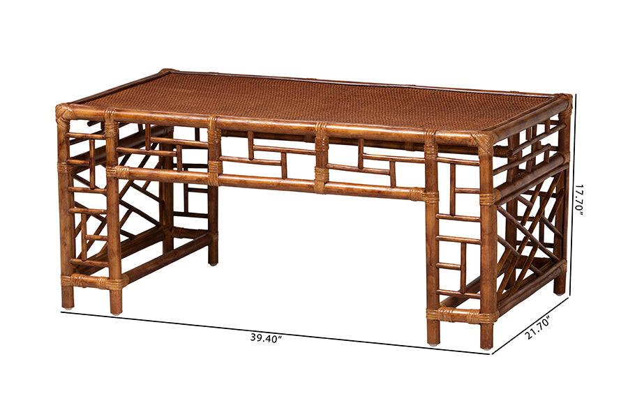 Bali & Pari Wahid Marbled Tortoise Rattan Coffee Table