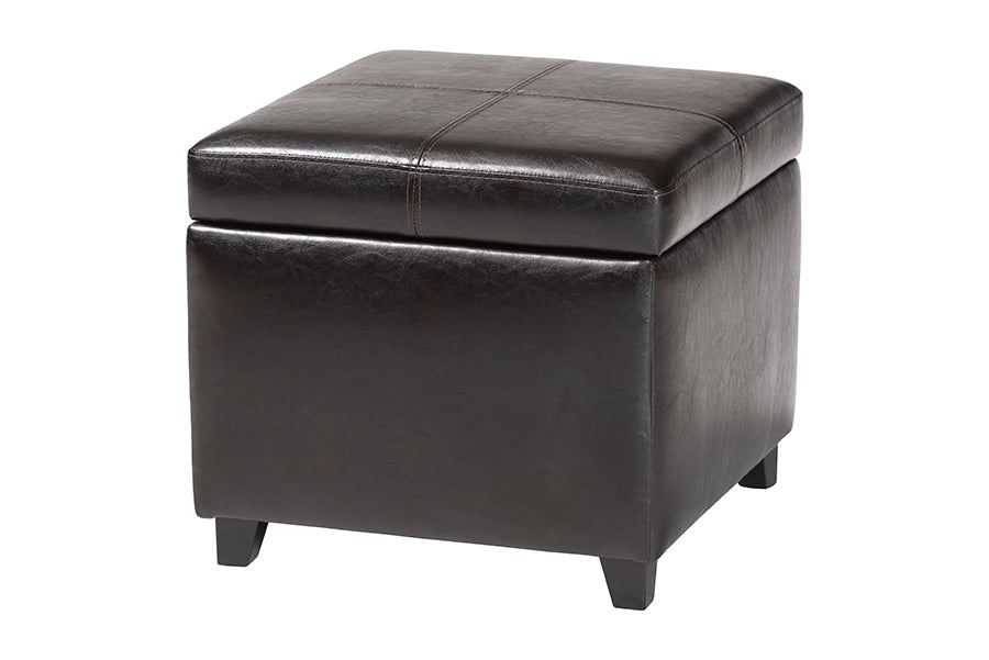 Leather Storage Cube Ottoman