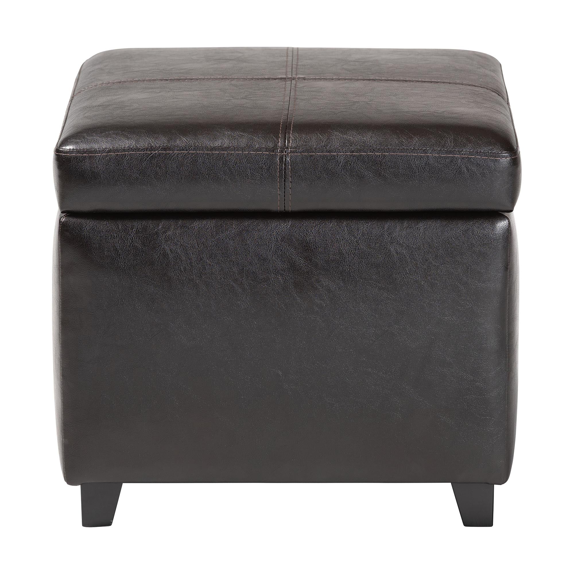 Leather Storage Cube Ottoman