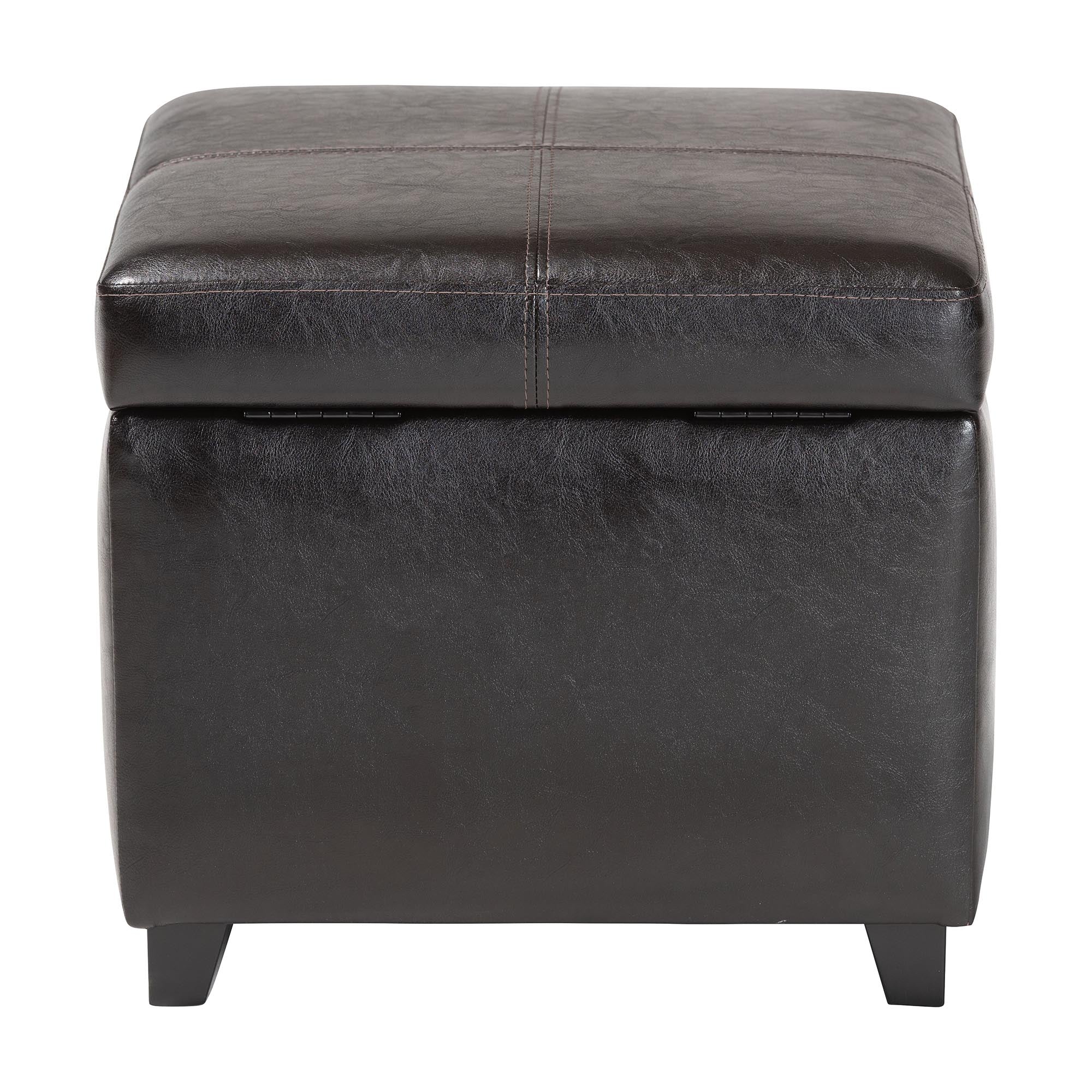 Leather Storage Cube Ottoman