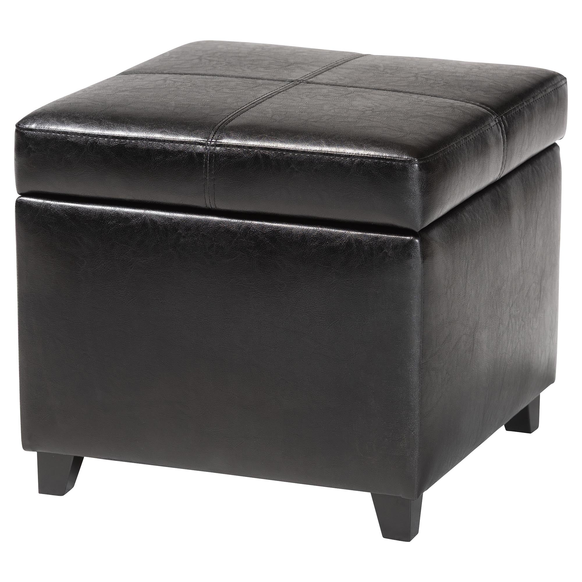 Leather Storage Cube Ottoman